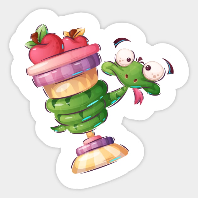 Funny Snake Cartoon Sticker by GiftsRepublic